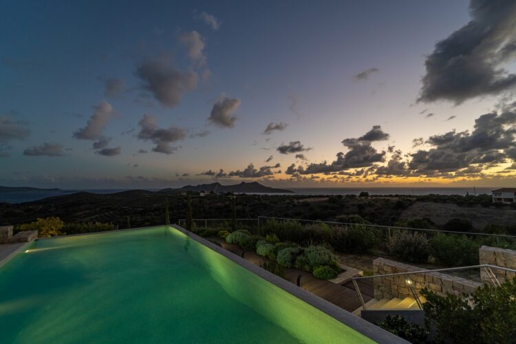 Villa Messinia Luxuriöses Ferienhaus Peloponnes Griechenland Pool By Night