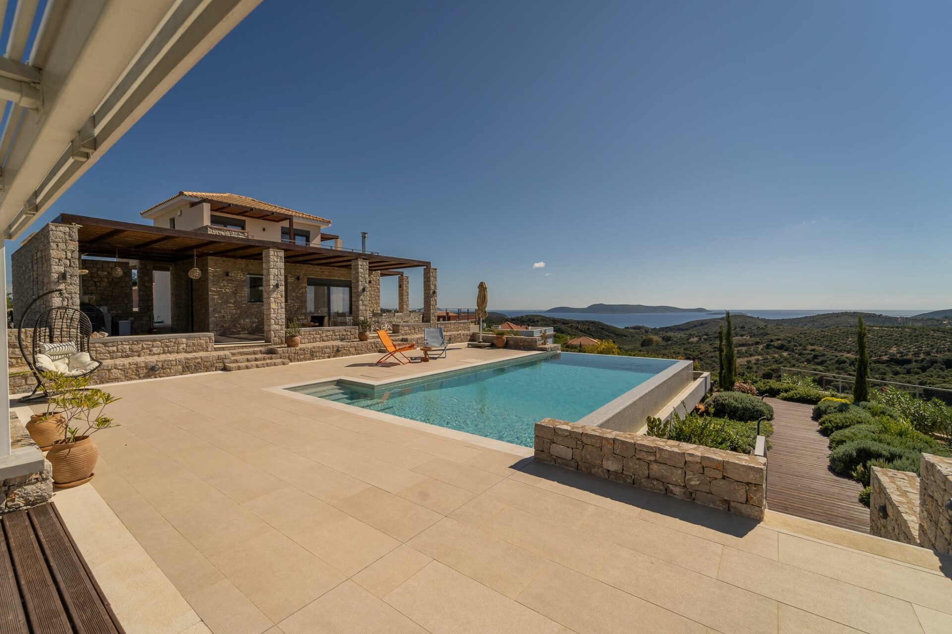Villa Messinia Luxus Ferienhaus Peloponnes Griechenland Meerblick Vom Pool