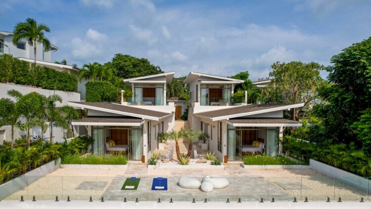 Villa Peace Oceanfront Luxus Ferienhaus Koh Samui Thailand Mieten Außenansicht Der Pavillons