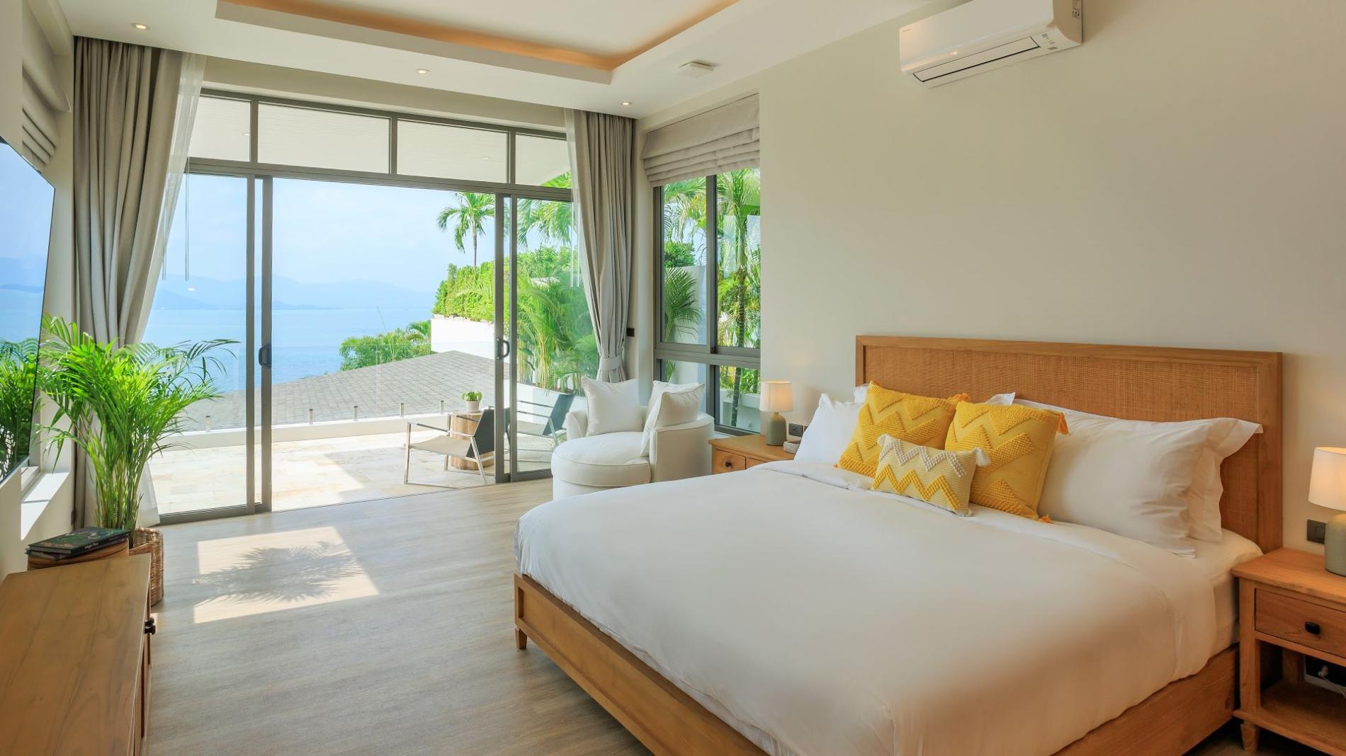 Villa Peace Oceanfront Luxus Ferienhaus Koh Samui Thailand Mieten Schlafzimmer Mkit Meerblick