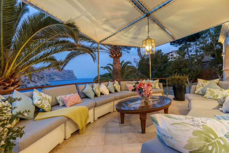 Villa Port Andraxt View Luxus Villa Mallorca Outdoor Lounge Am Abend