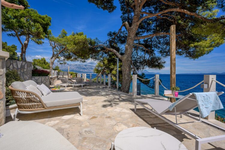 Villa Puntinak Luxus Ferienvilla Insel Brac Kroatien Mieten Lounge Mit Meerblick