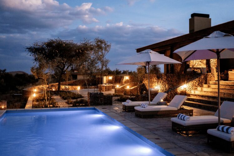 Waldeck Namibia Safari Lodge Villa Namibia Pool By Night